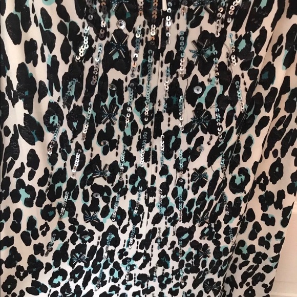 NV Couture Turquoise Animal Print Party Prom Dress - Picture 6 of 8